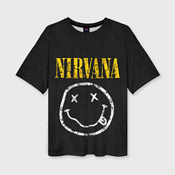 Футболка оверсайз женская Джинсовка с nirvana, цвет: 3D-принт