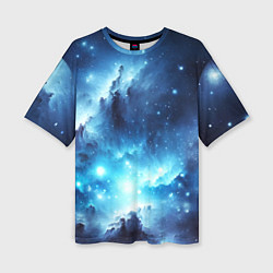 Женская футболка оверсайз Космический голубой пейзаж