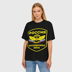 Футболка оверсайз женская Железнодорожные войска - Россия, цвет: 3D-принт — фото 2