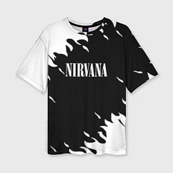 Футболка оверсайз женская Nirvana текстура огонь, цвет: 3D-принт