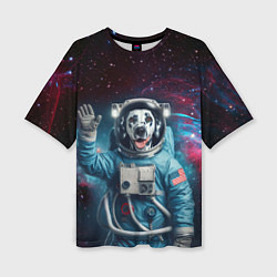 Женская футболка оверсайз Далматинец бравый космонавт - нейросеть