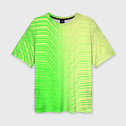 Женская футболка оверсайз Зелёные градиентные линии