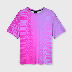Женская футболка оверсайз Розовые градиентные линии