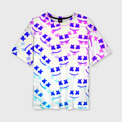 Женская футболка оверсайз Marshmello pattern neon