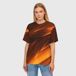 Футболка оверсайз женская Geometry stripes orange, цвет: 3D-принт — фото 2