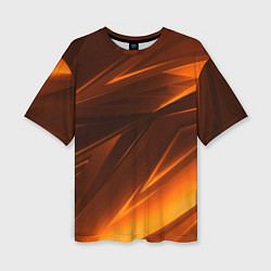 Женская футболка оверсайз Geometry stripes orange