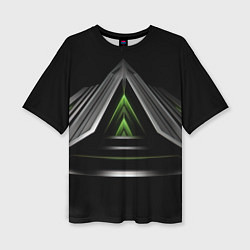 Женская футболка оверсайз Black green abstract nvidia style