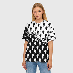 Футболка оверсайз женская Billie Eilish pattern black, цвет: 3D-принт — фото 2