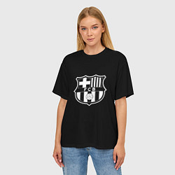 Футболка оверсайз женская Barcelona fc club белое лого, цвет: 3D-принт — фото 2