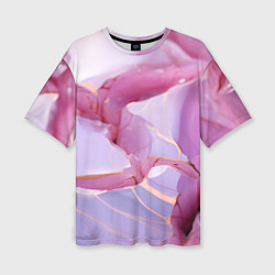 Женская футболка оверсайз Куски розового мрамора