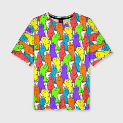 Женская футболка оверсайз Весёлые цветные презервативы