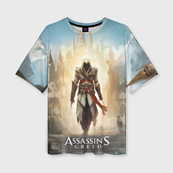 Футболка оверсайз женская Assassins creed на фоне дворца, цвет: 3D-принт