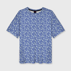 Женская футболка оверсайз Светло-синий цветочный