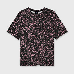 Женская футболка оверсайз Чёрный с мелкими розовыми брызгами