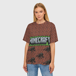 Футболка оверсайз женская Minecraft logo with spider, цвет: 3D-принт — фото 2