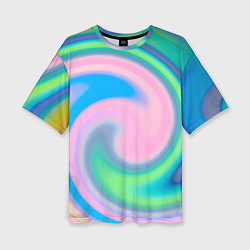 Женская футболка оверсайз Абстрактный разноцветный круговорот