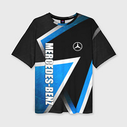 Женская футболка оверсайз Mercedes - blue metal