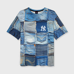 Женская футболка оверсайз Patchwork - New York yankees baseball team