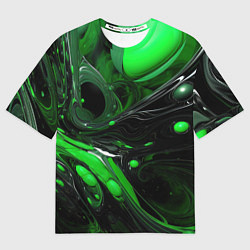 Футболка оверсайз женская Green dark abstract geometry style, цвет: 3D-принт