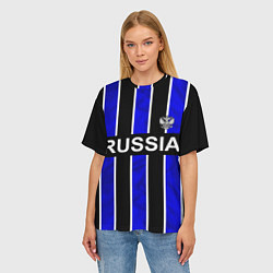 Футболка оверсайз женская Россия- черно-синяя униформа, цвет: 3D-принт — фото 2