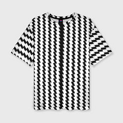 Женская футболка оверсайз Чёрно-белые вертикальные полосы