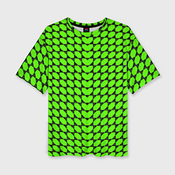 Женская футболка оверсайз Зелёные лепестки шестиугольники