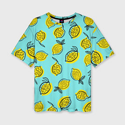 Женская футболка оверсайз Летние лимоны - паттерн