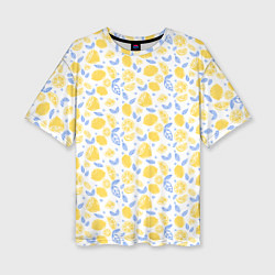 Женская футболка оверсайз Летний вайб - паттерн лимонов