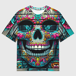 Женская футболка оверсайз Cool skull - graffiti ai art