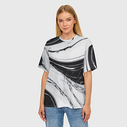 Футболка оверсайз женская Мрамор черно-белый, цвет: 3D-принт — фото 2