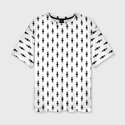 Футболка оверсайз женская Белый в чёрный горошек узором, цвет: 3D-принт
