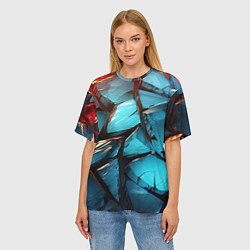 Футболка оверсайз женская Синие объемные плиты, цвет: 3D-принт — фото 2