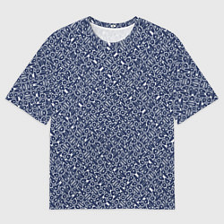 Женская футболка оверсайз Сине-белый паттерн узорчатый