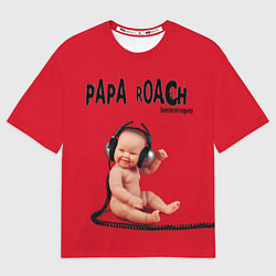 Женская футболка оверсайз Papa Roach - baby with headphones