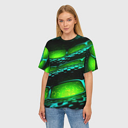Футболка оверсайз женская Зеленая змеиная абстрактная текстура, цвет: 3D-принт — фото 2