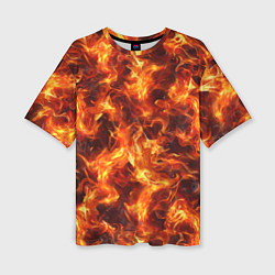 Женская футболка оверсайз Текстура элементаля огня