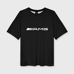 Женская футболка оверсайз Amg logo white