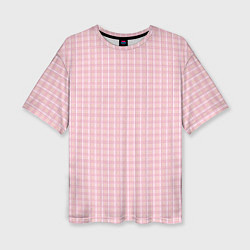 Женская футболка оверсайз Розовый паттерн клетка
