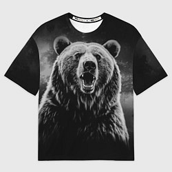 Футболка оверсайз женская Большой бурый медведь оскал, цвет: 3D-принт