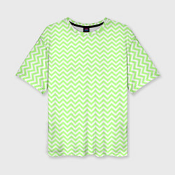 Женская футболка оверсайз Светло-зелёный ломаные полосы