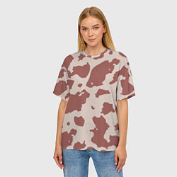 Футболка оверсайз женская Коровий паттерн коричневого цвета, цвет: 3D-принт — фото 2