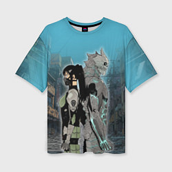 Футболка оверсайз женская Хибино и Аширо -Кайдзю номер 8, цвет: 3D-принт