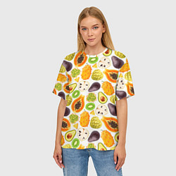 Футболка оверсайз женская Экзотический фруктовый узор, цвет: 3D-принт — фото 2