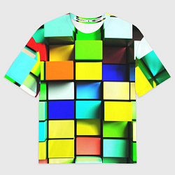 Футболка оверсайз женская Оптические кубы, цвет: 3D-принт