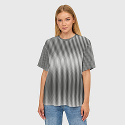 Футболка оверсайз женская Серые вертикальные линии, цвет: 3D-принт — фото 2