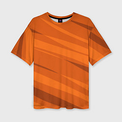 Футболка оверсайз женская Тёмный оранжевый полосами, цвет: 3D-принт