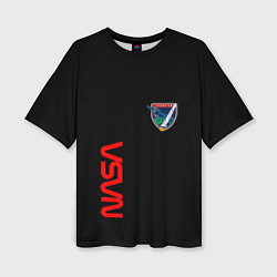 Женская футболка оверсайз Nasa space logo steel
