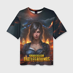 Футболка оверсайз женская Женский PUBG девушка в огне, цвет: 3D-принт