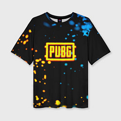 Женская футболка оверсайз PUBG огненное лого