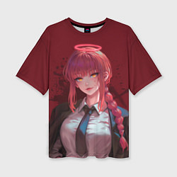 Футболка оверсайз женская Макима аниме человек бензопила, цвет: 3D-принт
